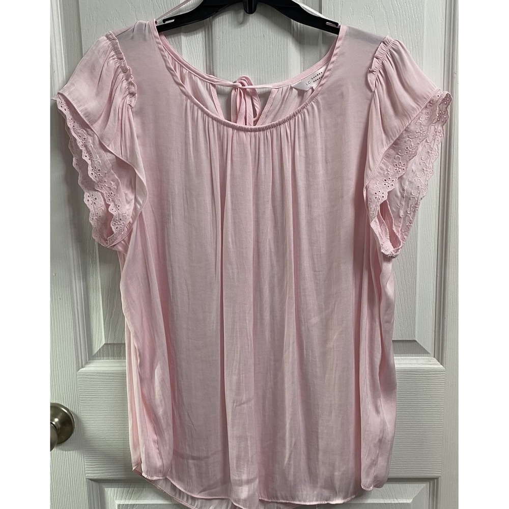 Lauren Conrad Womens Top Short Sleeve Solid Pink Tunic Blouse XL